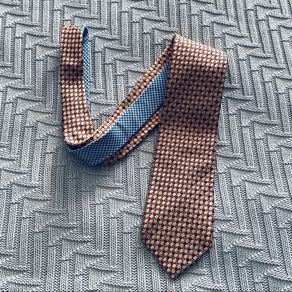 Tommy Hilfiger orange and gold diamond patterned tie